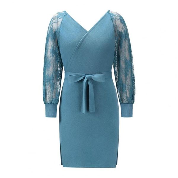 dresses women autumn lace patchwork long sleeve belt bodycon split hem knitted dress, Black;gray
dresses women autumn lace patchwork long sleeve belt bodycon split hem knitted dress, Black;gray