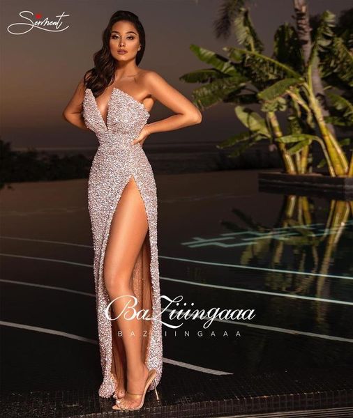split sequin dress evening dress prom pink sleeve straight mermaid dress lj201124, White;black
split sequin dress evening dress prom pink sleeve straight mermaid dress lj201124, White;black