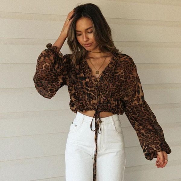 leopard chiffon blouse women новая мода длинный фонарь рукав сексуальные кружевные вершины зима повседневная v шеи короткие блузки рубашки, White
leopard chiffon blouse women новая мода длинный фонарь рукав сексуальные кружевные вершины зима повседневная v шеи короткие блузки рубашки, White