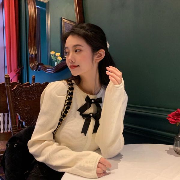 women's sweaters woman bow sweet style autumn winter female pullovers ladies crop fashion brand korean clothes long sleeve, White;black
women's sweaters woman bow sweet style autumn winter female pullovers ladies crop fashion brand korean clothes long sleeve, White;black