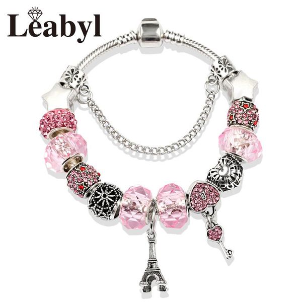 leabyl romantic pink heart key crystal charm bracelet tibetan silver eiffel tower star diy bead bracelet jewelry for women gift, Golden;silver
leabyl romantic pink heart key crystal charm bracelet tibetan silver eiffel tower star diy bead bracelet jewelry for women gift, Golden;silver