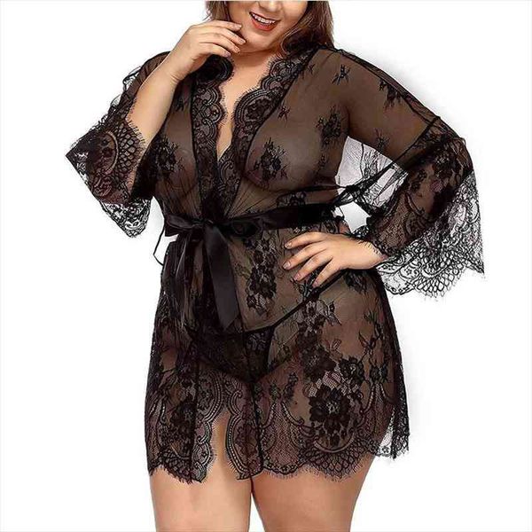 2 pieces plus size lingerie female pajamasplus size transparent bra string suit bathrobe pajamas, Black;red
2 pieces plus size lingerie female pajamasplus size transparent bra string suit bathrobe pajamas, Black;red
