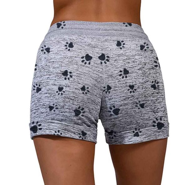 2020 new women's dog paw print casual fashion slim shorts, White;black