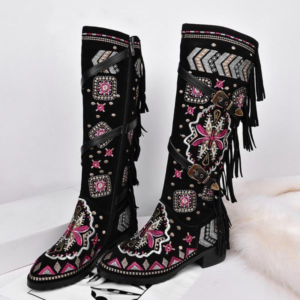 boots sarairis fringe zip embroider chunky heels women 2021 classic rivet ladies mid calf shoes1, Black
boots sarairis fringe zip embroider chunky heels women 2021 classic rivet ladies mid calf shoes1, Black