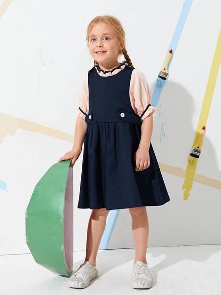 toddler girls solid button detail dress without she, Red;yellow
toddler girls solid button detail dress without she, Red;yellow