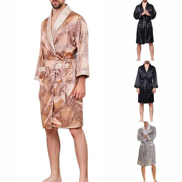 2020 men's v-neck silk robe section sleepwear silk long-sleeved printed robes male ropa pajamas nightgown satin bathrobe1, Black;brown
2020 men's v-neck silk robe section sleepwear silk long-sleeved printed robes male ropa pajamas nightgown satin bathrobe1, Black;brown