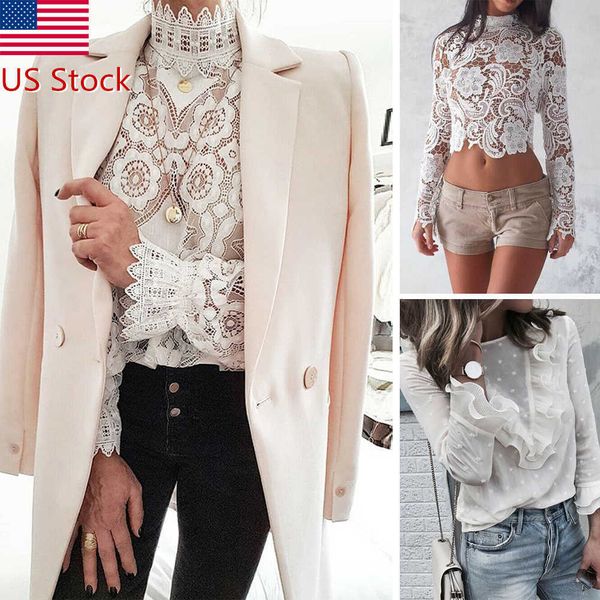 new fashion women summer long sleeve blouse casual tank shirt lace ladies womens solid lace blouses top, White
new fashion women summer long sleeve blouse casual tank shirt lace ladies womens solid lace blouses top, White