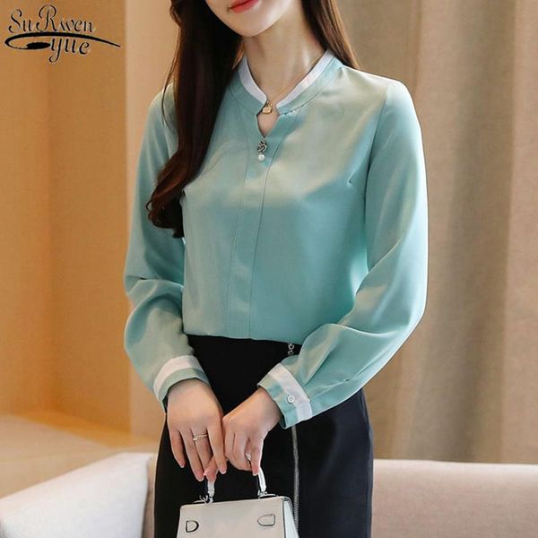 women's blouses & shirts 2021 autumn v neck solid blouse women long-sleeve chiffon shirt plus size pullover ladies clothing blusas 1088, White
women's blouses & shirts 2021 autumn v neck solid blouse women long-sleeve chiffon shirt plus size pullover ladies clothing blusas 1088, White