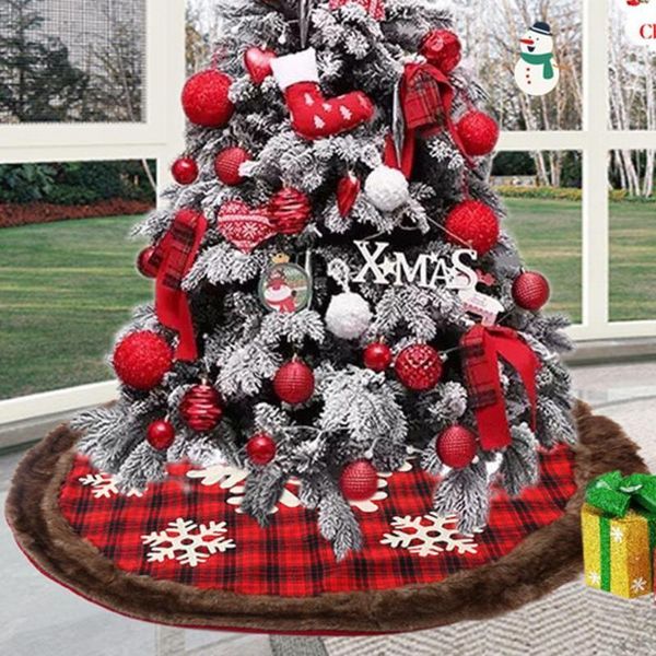 120cm snowflake pattern christmas tree skirt red black plaid cloth artificial wool edge xmas tree skirt apron carpet decoration1
120cm snowflake pattern christmas tree skirt red black plaid cloth artificial wool edge xmas tree skirt apron carpet decoration1