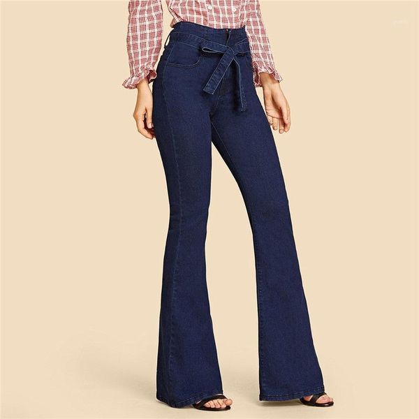 tie waist flare hem jeans women denim trousers vintage ladies clothes fall high waist pants belted stretchy jeans wide leg1, Blue
tie waist flare hem jeans women denim trousers vintage ladies clothes fall high waist pants belted stretchy jeans wide leg1, Blue