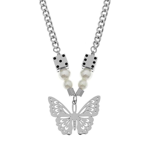 ins street wear stainless steel pendant hollow butterfly white pearls necklace accessories choker chain, Silver
ins street wear stainless steel pendant hollow butterfly white pearls necklace accessories choker chain, Silver