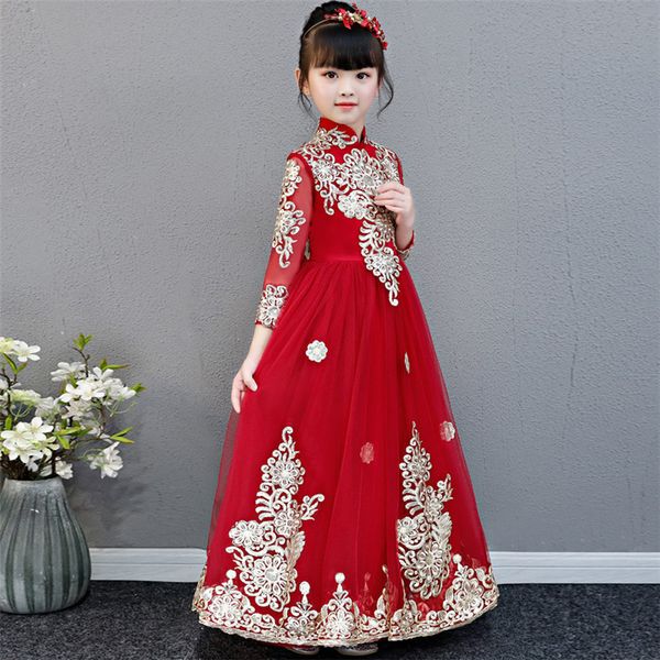 little girls toddler elegant wine-red embroidery flowers birthday wedding party prom dress kids teens luxury host piano dress t200709, Red;yellow
little girls toddler elegant wine-red embroidery flowers birthday wedding party prom dress kids teens luxury host piano dress t200709, Red;yellow