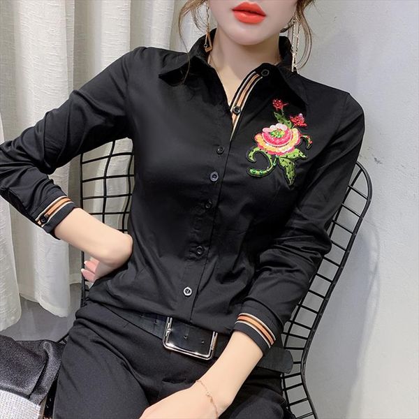 2020 new summer korean clothes embroidery flower blouse womon beading diamonds woven nylon shirt women long sleeve t02503, White
2020 new summer korean clothes embroidery flower blouse womon beading diamonds woven nylon shirt women long sleeve t02503, White