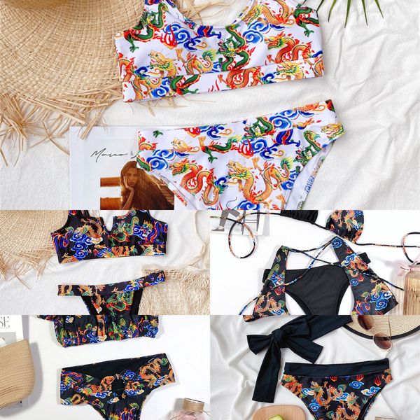 high waist bikinis 2020 woman dragon print swimsuit female bandeau swimwear women strapless swim suit bathing suit bathers y1120, White;black
high waist bikinis 2020 woman dragon print swimsuit female bandeau swimwear women strapless swim suit bathing suit bathers y1120, White;black
