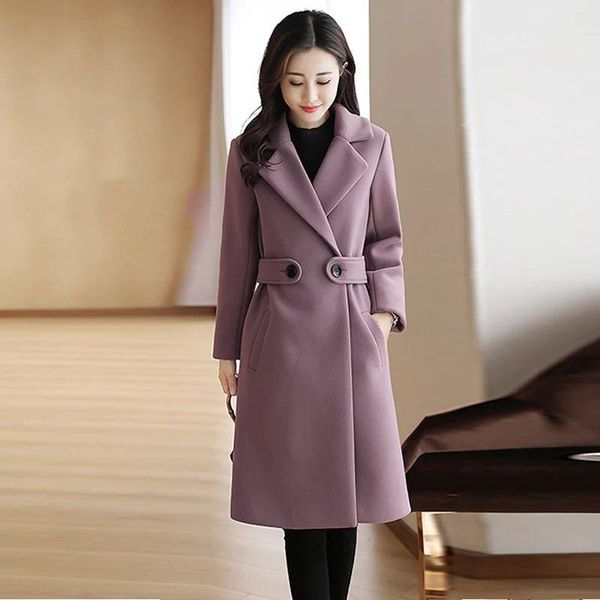 women's wool & blends korean version of the waist woolen coat winter slim slimming over knee temperament lapel fashion, Black
women's wool & blends korean version of the waist woolen coat winter slim slimming over knee temperament lapel fashion, Black