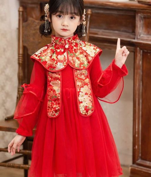 princs girl's chine sle new year red mh woolen drs detachable shawl collar, Red;yellow
princs girl's chine sle new year red mh woolen drs detachable shawl collar, Red;yellow