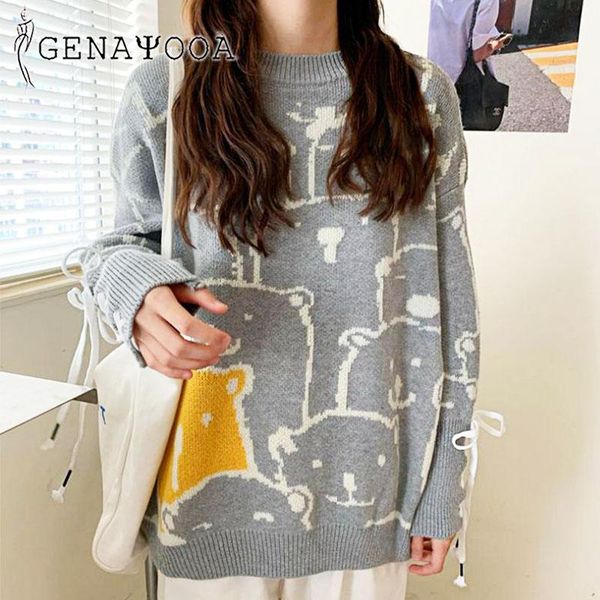 genayooa 2020 autumn winter women sweaters and pullovers casual o neck bear knitted jumper pullover long sleeve chic, White;black
genayooa 2020 autumn winter women sweaters and pullovers casual o neck bear knitted jumper pullover long sleeve chic, White;black