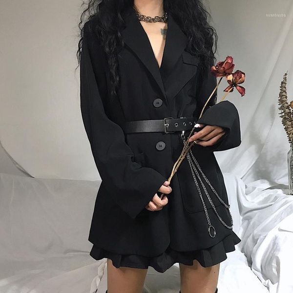 2021 office lady notched blazers long sleeve women spring autumn harajuku oversize coat black medium-long jacket with belt1, White;black
2021 office lady notched blazers long sleeve women spring autumn harajuku oversize coat black medium-long jacket with belt1, White;black