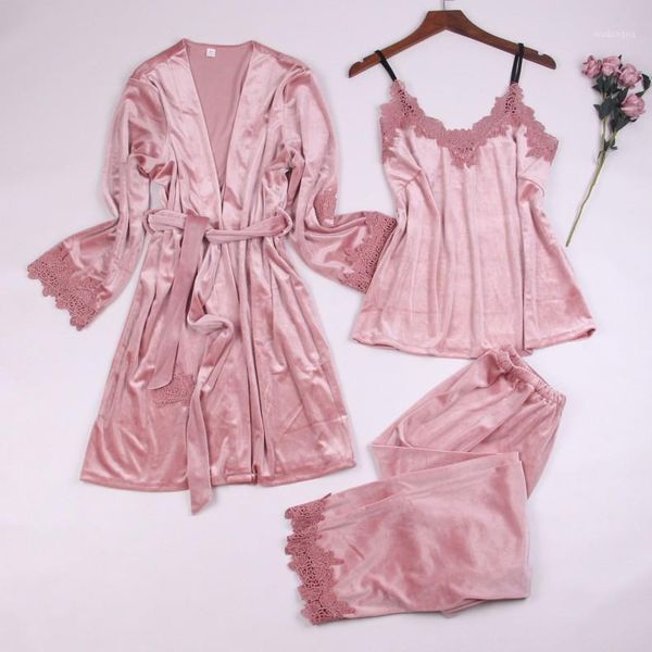 pink velour 3pcs women kimono robe sets lace flower trim nightdress bathrobe full sleeve autumn lounge homewear night gown1, Black;red
pink velour 3pcs women kimono robe sets lace flower trim nightdress bathrobe full sleeve autumn lounge homewear night gown1, Black;red