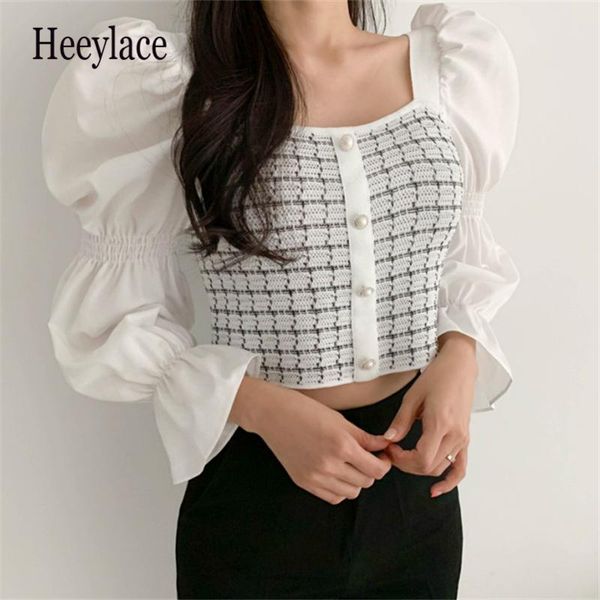 шикарный французский стиль ретро трикотажных рубашки лоскутной square sexy воротник slim fit блуза женщины 2020 flare рукав femme blusas, White
шикарный французский стиль ретро трикотажных рубашки лоскутной square sexy воротник slim fit блуза женщины 2020 flare рукав femme blusas, White