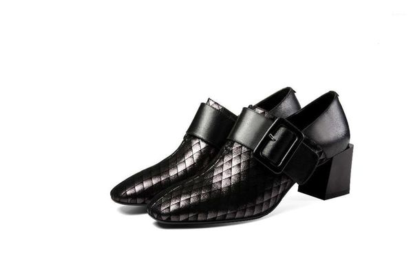 european style genuine leather classic square toe chunky med heels buckle strap mixed colors plus size pumps l271, Black
european style genuine leather classic square toe chunky med heels buckle strap mixed colors plus size pumps l271, Black