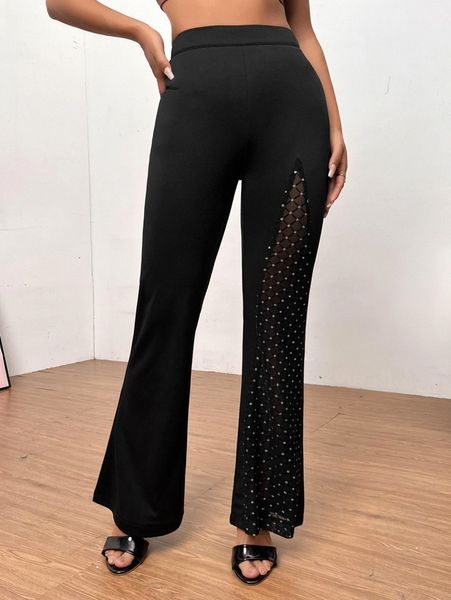 rhinestone mesh insert flare leg pants r9jy#, Black;white
rhinestone mesh insert flare leg pants r9jy#, Black;white
