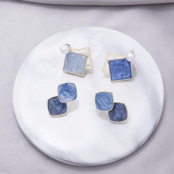 stud korea japan blue color contrasted enamel earrings for women multiple square layered geometric small party jewelry, Golden;silver
stud korea japan blue color contrasted enamel earrings for women multiple square layered geometric small party jewelry, Golden;silver