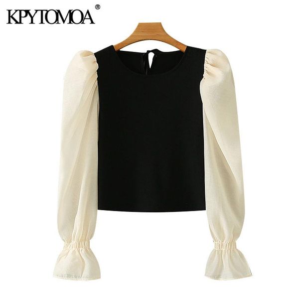 kpytomoa women 2020 fashion patchwork cropped knitted blouses vintage puff sleeve back bow tied female shirts chic, White
kpytomoa women 2020 fashion patchwork cropped knitted blouses vintage puff sleeve back bow tied female shirts chic, White