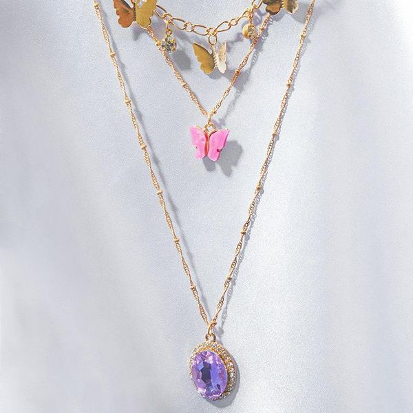 Fashion Multi-layer Retro Purple Crystal Butterfly Pendant Necklaces For Women Chain On The Neck New Choker Necklace Jewelry1, Silver
Fashion Multi-layer Retro Purple Crystal Butterfly Pendant Necklaces For Women Chain On The Neck New Choker Necklace Jewelry1, Silver