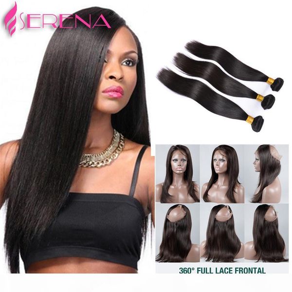 360 lace frontal with bundle brazilian virgin hair pre plucked 360 frontal with bundles straight human hair with frontal closure, Black;brown
360 lace frontal with bundle brazilian virgin hair pre plucked 360 frontal with bundles straight human hair with frontal closure, Black;brown