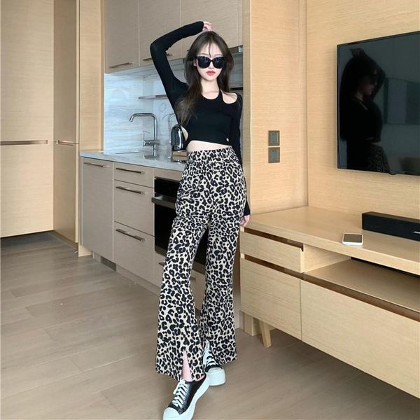 women's pants & capris leopard print flare for women 2021 fall vintage high waist split loose casual wide leg trouster, Black;white
women's pants & capris leopard print flare for women 2021 fall vintage high waist split loose casual wide leg trouster, Black;white