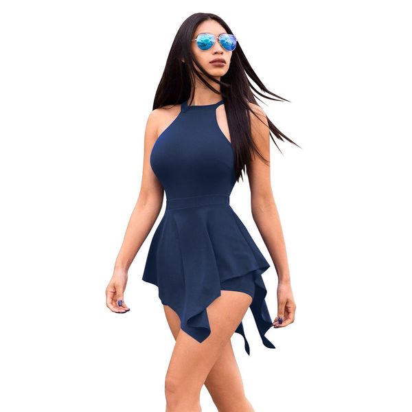 women ladies summer sleeveless halter neck jumpsuits high waist shorts casual slim fit solid color beach rompers, Black;white
women ladies summer sleeveless halter neck jumpsuits high waist shorts casual slim fit solid color beach rompers, Black;white