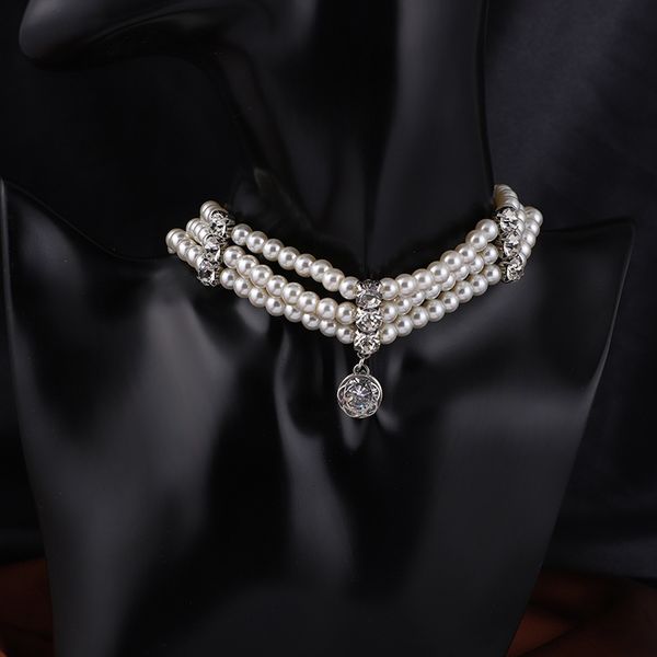 bridal four row pearl necklace banquet stage decoration wedding dress accessories temperament simple versatile jewelry, Silver
bridal four row pearl necklace banquet stage decoration wedding dress accessories temperament simple versatile jewelry, Silver