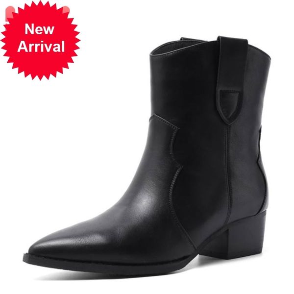 pointed to women's ankle boots real leather fashion square leap slide-on warm casual work shoes size 34-46, Black
pointed to women's ankle boots real leather fashion square leap slide-on warm casual work shoes size 34-46, Black