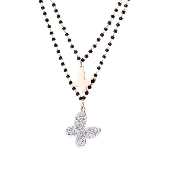 pendant necklaces butterfly necklace bohemia trendy crystal double layer beaded chain stainless steel jewelry for women wedding party gift, Silver
pendant necklaces butterfly necklace bohemia trendy crystal double layer beaded chain stainless steel jewelry for women wedding party gift, Silver