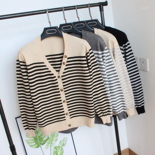 women's long-sleeve cardigan sweater spring autumn female black stripe short sweater v neck single breasted knitted1, White
women's long-sleeve cardigan sweater spring autumn female black stripe short sweater v neck single breasted knitted1, White