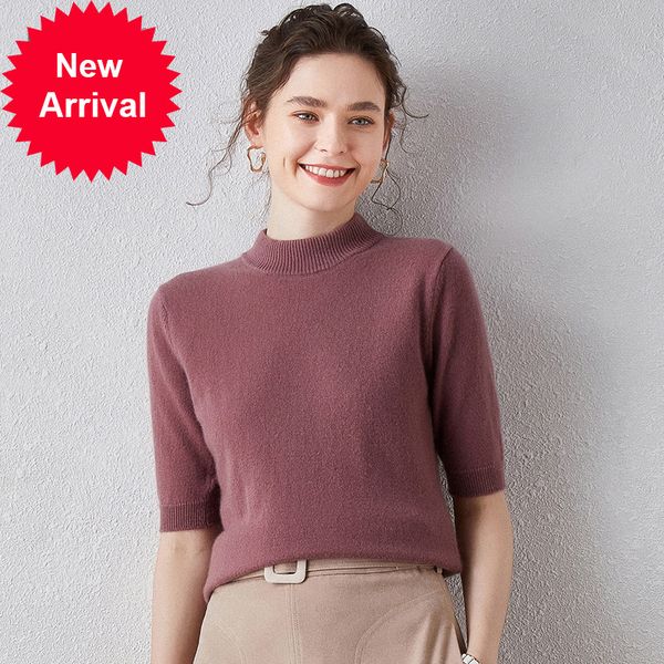 2021 new real 100% high o-neck tshirt half sleeve knitted sweater base women's cashmere jumper 683f, White;black
2021 new real 100% high o-neck tshirt half sleeve knitted sweater base women's cashmere jumper 683f, White;black