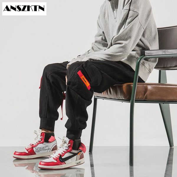 anszktn men's cargo pants men hip hop japanese streetwear ribbon pants men mens trousers joggers male fashion sweatpants man, Black 
anszktn men's cargo pants men hip hop japanese streetwear ribbon pants men mens trousers joggers male fashion sweatpants man, Black
