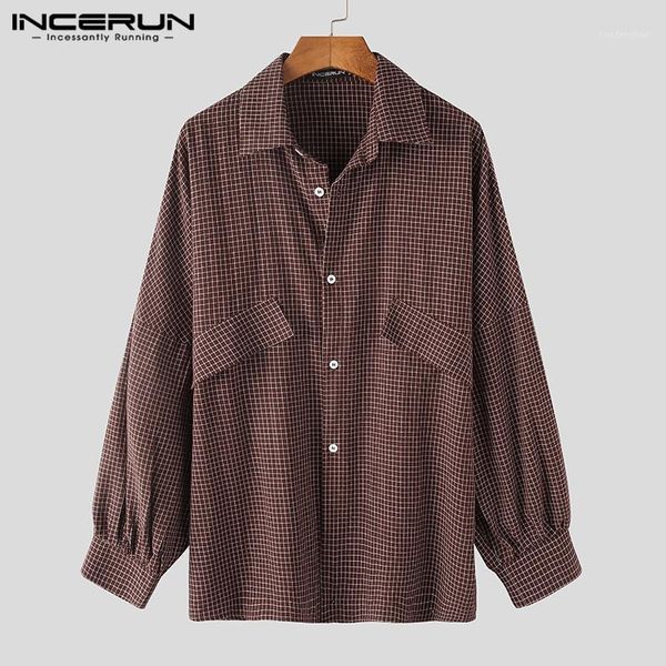 incerun 2021 spring plaid long sleeve shirts men leisure turn down collar blouse korean style man loose cotton camisa plus size1, White;black
incerun 2021 spring plaid long sleeve shirts men leisure turn down collar blouse korean style man loose cotton camisa plus size1, White;black