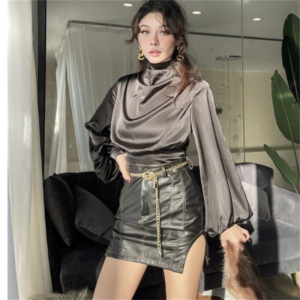 2021 new spring fashion lantern high collar vintage elegant shirt with no black back all-match female blouse upper waist vest 7h12, White
2021 new spring fashion lantern high collar vintage elegant shirt with no black back all-match female blouse upper waist vest 7h12, White