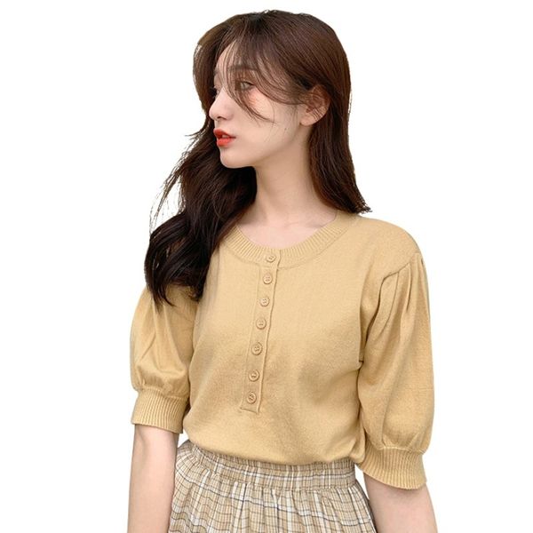 summer women's t-shirts clothing sweet sleeve round neck t-shirt female ice silk knitted shirt 2020 new, White
summer women's t-shirts clothing sweet sleeve round neck t-shirt female ice silk knitted shirt 2020 new, White
