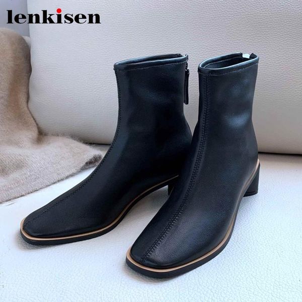 boots lenkisen 2021 genuine leather office lady med heels round toe simple style winter model keep warm fashion dating ankle l09, Black
boots lenkisen 2021 genuine leather office lady med heels round toe simple style winter model keep warm fashion dating ankle l09, Black