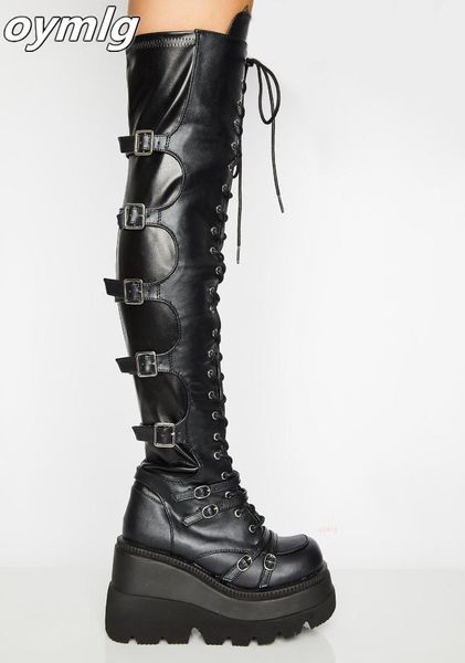 boots brand design female high platform thigh fashion buckle punk heels women cosplay wedges shoes woman, Black
boots brand design female high platform thigh fashion buckle punk heels women cosplay wedges shoes woman, Black