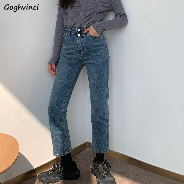 jeans women double buttons high waist classical vintage retro korean style students ankle-length length casual female daily ins, Blue
jeans women double buttons high waist classical vintage retro korean style students ankle-length length casual female daily ins, Blue