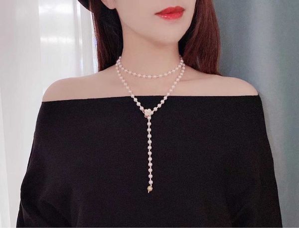 autumn and winter fresh water pearl sweater chain women's long necklace simple one multi wearing length adjustable multi-layer sweater, Silver
autumn and winter fresh water pearl sweater chain women's long necklace simple one multi wearing length adjustable multi-layer sweater, Silver