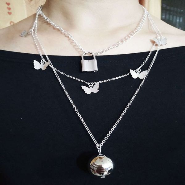 geometric butterfly jewelry pendant metal lovely lock women's three-tier necklace8m6cxie8, Silver
geometric butterfly jewelry pendant metal lovely lock women's three-tier necklace8m6cxie8, Silver
