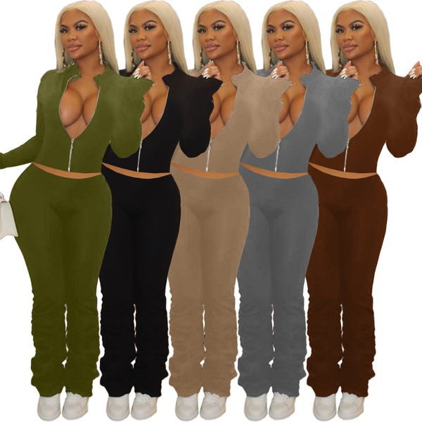 women's tracksuits women activewear set zipper crop satcked bellbottom pants matching sportwear tracksuit two 2 piece outfit, Gray
women's tracksuits women activewear set zipper crop satcked bellbottom pants matching sportwear tracksuit two 2 piece outfit, Gray