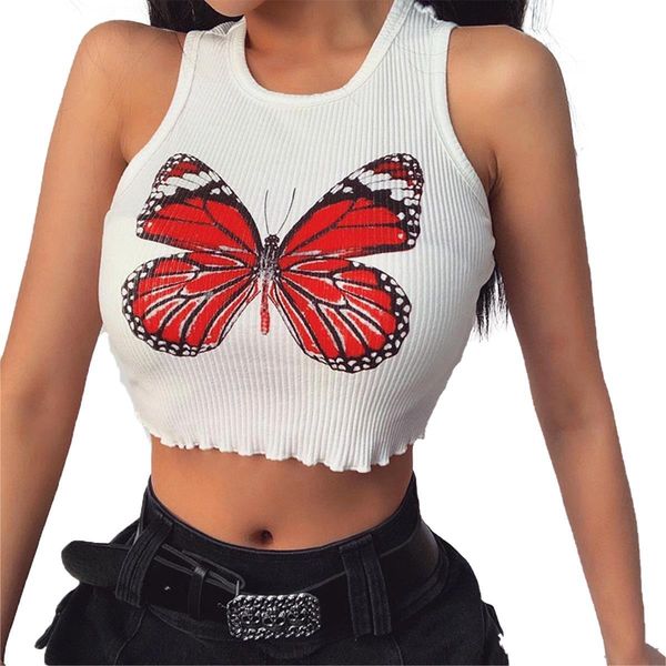 2020 women summer tanks butterfly print crop ladies white knitted bandeau sleeveless camis tees streetwear
2020 women summer tanks butterfly print crop ladies white knitted bandeau sleeveless camis tees streetwear