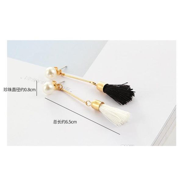 minimalist simple temperament black and white bicolor small tassel pearl long earrings w sqcqjs dh_seller2010, Silver
minimalist simple temperament black and white bicolor small tassel pearl long earrings w sqcqjs dh_seller2010, Silver