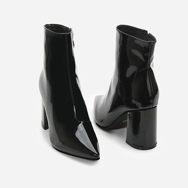 boots women winter plush patent leather high heel female fashion ankle warm ladies pointed toe short, Black
boots women winter plush patent leather high heel female fashion ankle warm ladies pointed toe short, Black